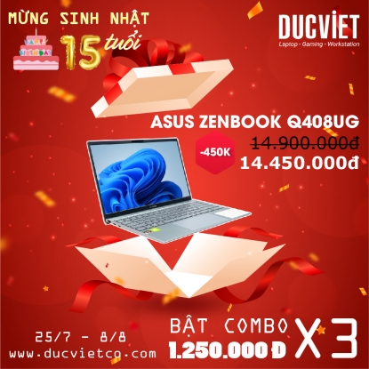  [Mới 100%] ASUS ZenBook 14 Q408UG (Ryzen 5 – 5500U, Ram 8Gb, SSD 256Gb, VGA Nvidia Geforce MX450 , 14.0 FHD) 